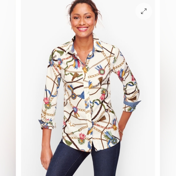 TALBOTS Classic Cotton Shirt - Links & Ribbons, size L - Picture 3 of 15